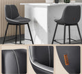 VASAGLE Set 2 scaune de bar, spatar ergonomic din piele artificiala, cadru metalic, 50x50x88 cm, negru