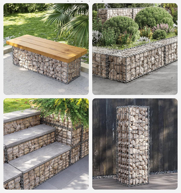 SONGMICS Cos de gabioane pentru pietre, otel galvanizat, 100x30x30cm, argintiu
