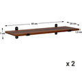 SONGMICS Set 2 rafturi de perete plutitoare, MDF cu efect de lemn vintage, 60x20cm, 15 kg per raft, maro rusic