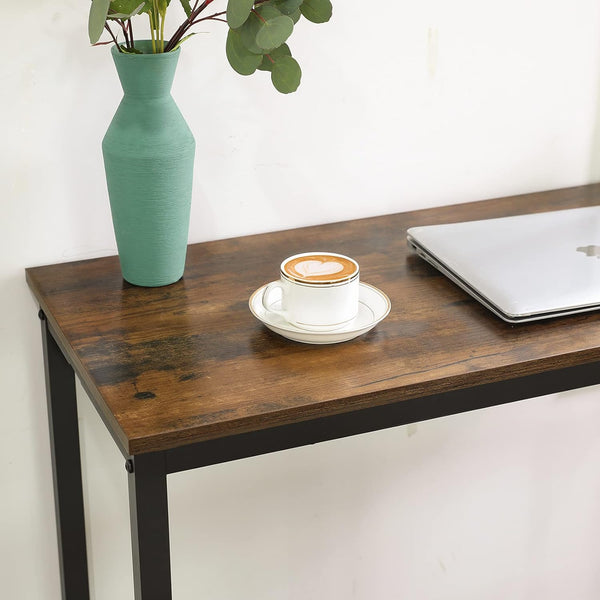 VASAGLE Masa de bar inalta, cadru metalic, design industrial, 100x40x90cm, maro rustic