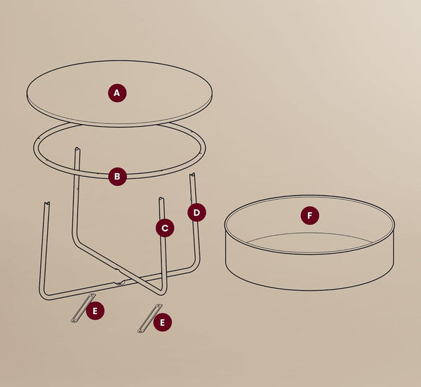 VASAGLE Masuta de cafea rotunda cu cos de stofa, stil modern, 45x75cm, alb cu bej