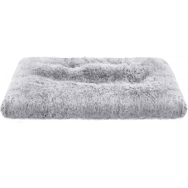 FEANDREA Pat pufos pentru caini sau pisici, captuseala moale cu fir lung, lavabil la masina, XL, 110x73cm, gri deschis