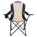 Scaun pliabil camping sau pescuit Premium, cu suport pahar, crem si negru