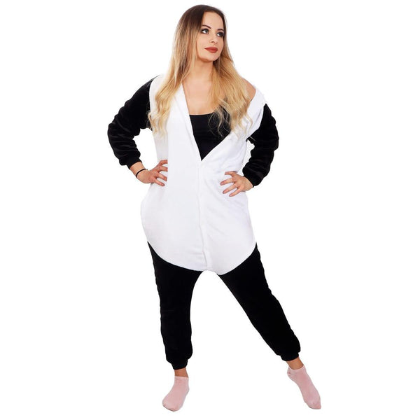 Pijama tip salopeta pentru adulti, model Panda, marime L