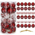 Set globuri de Craciun cu modele de sarbatori, 30 bucati, 7cm, alb rosu