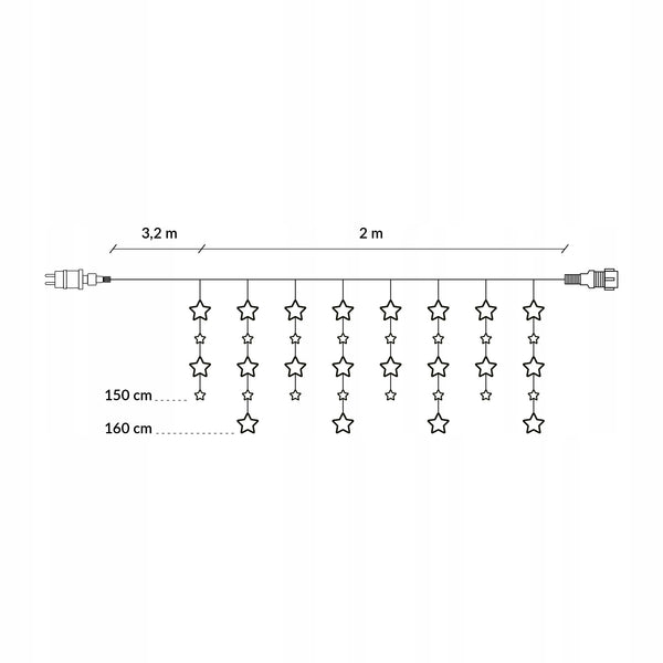 Instalatie lumina tip perdea cu 180 LED-uri, 2m, pentru interior/exterior, iluminare multicolor