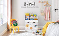 SONGMICS Organizator de jucarii si carti pentru copii, multifunctional, cutie detasabila cu roti, 63x30x70cm, alb