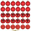 Set globuri de Craciun, 30 bucati, 3 modele, 3cm, rosu
