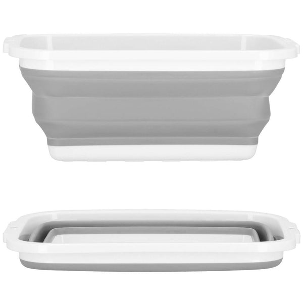 Lighean pliabil, dreptunghiular, din plastic si silicon, 40x29x15cm, 8.5litri, gri