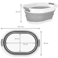 Cos de rufe pliabil tip lighean, cu manere, din plastic si silicon, 54x38x23cm, 24litri, gri