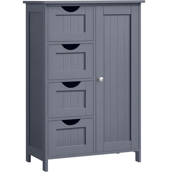 VASAGLE Dulap de baie, din MDF, cu 4 sertare, raft reglabil, 30x55x82 cm, gri