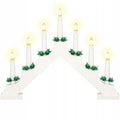 Lumanari decorative de Craciun, stand de lemn, 7 becuri tip LED, culoare alba