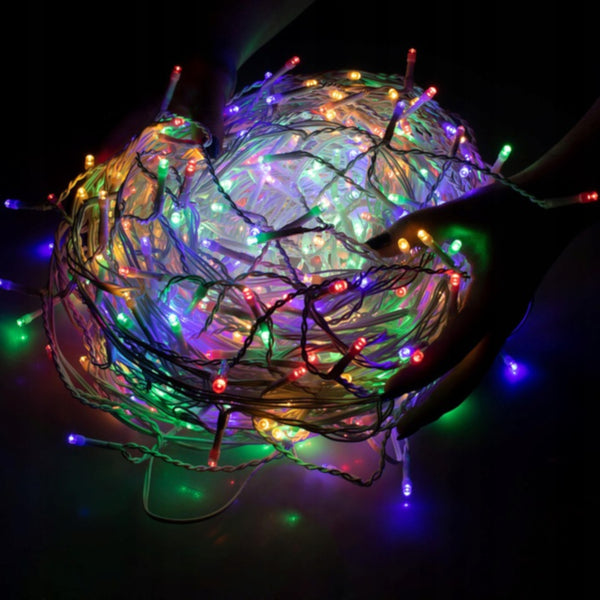 Ghirlanda luminoasa tip perdea 300 LED-uri, 12m, pentru interior/exterior, iluminare multicolora