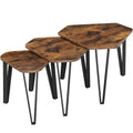 VASAGLE Set 3 mese de cafea suprapozabile, stil industrial, diametru 40, 51 si 59 cm, maro rustic