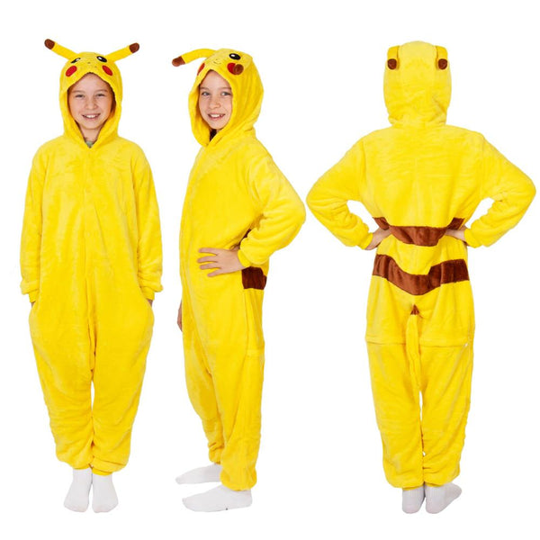 Pijama tip salopeta pentru copii, model Pikachu, marime 120-130 cm