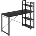 VASAGLE Birou cu raft lateral, montare stanga sau dreapta, industrial, 60x132x119 cm, negru