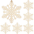 Decoratiune brad fulg de zapada din lemn, set 6 bucati, maro