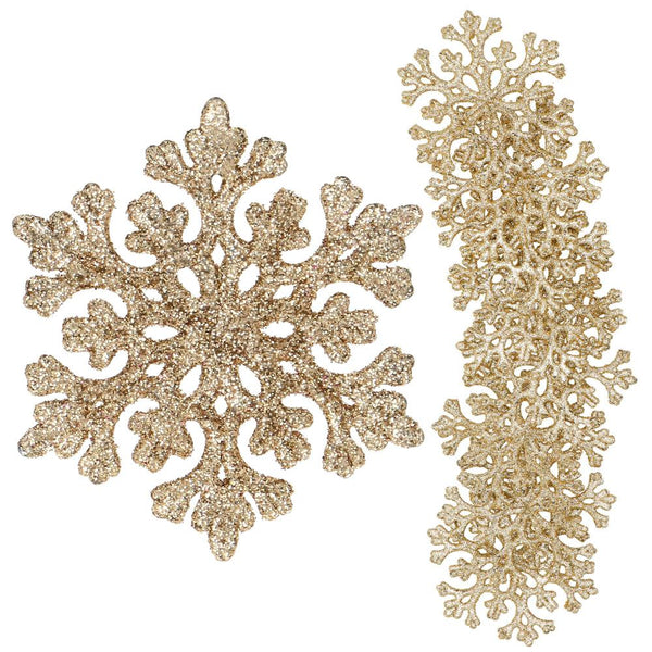 Decoratiune brad fulg de zapada, set 8 bucati, 8cm, auriu