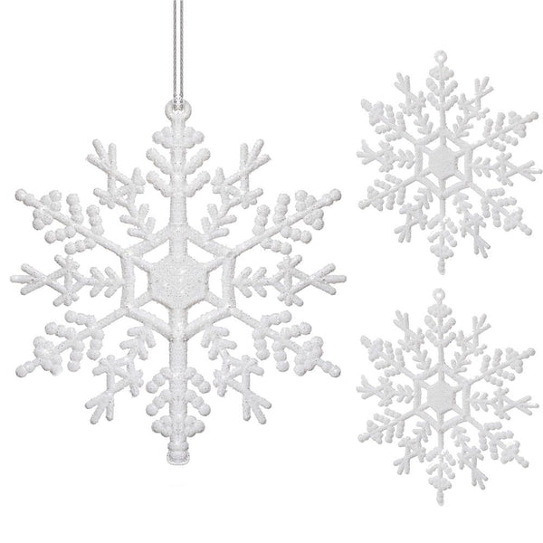 Decoratiune brad fulg de zapada, set 3 bucati, 12cm, alb