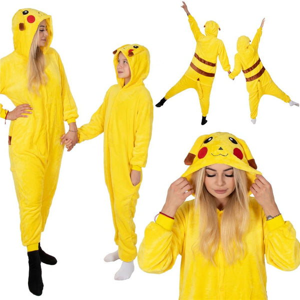 Pijama tip salopeta pentru adulti, model Pikachu, marime L