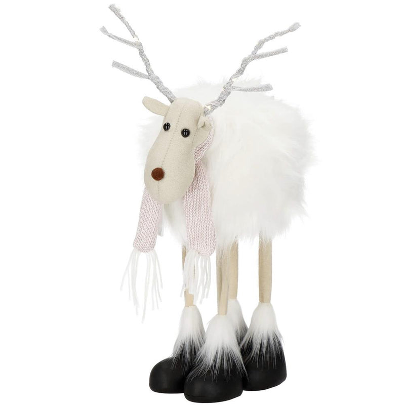 Figurina Craciun, Ren alb cu fular, inaltime 48cm