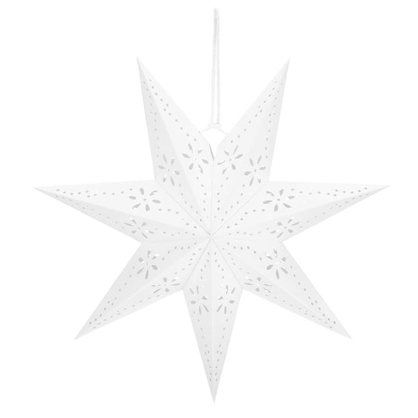 Stea decorativa 3D din hartie ajurata, 50cm, alba
