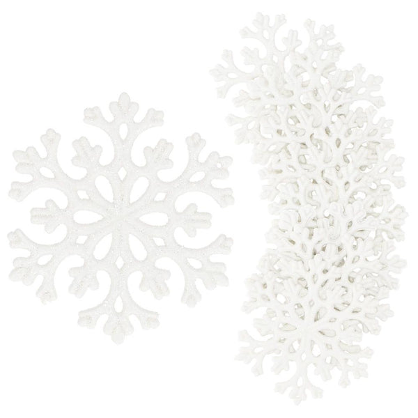 Decoratiune brad fulg de zapada, set 8 bucati, 8cm, alb