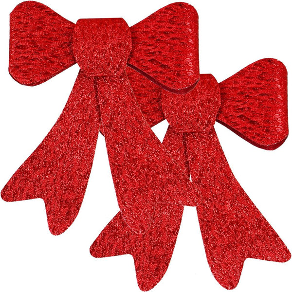 Set 2 ornamente pentru bradul de Craciun, fundita, 18cm, rosu