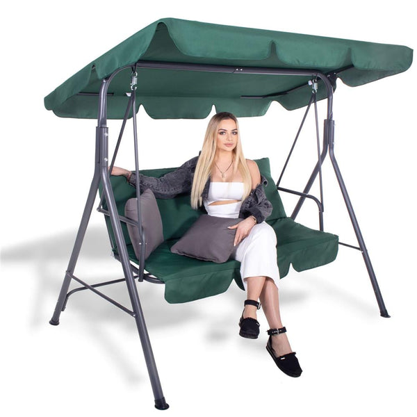 Leagan Balansoar Sersimo Luna cu Pernite pentru Terasa sau Gradina, 3 locuri, 220kg, verde