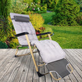 Sezlong pliabil pentru plaja sau gradina, cu perna si tetiera, functie pat, 64x178cm, gri
