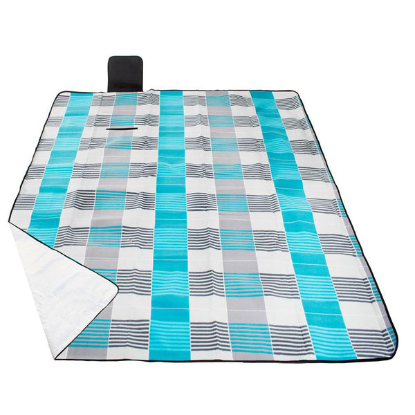 Patura pentru picnic sau plaja, cu folie izolatoare si maner, 200x300cm, albastru gri