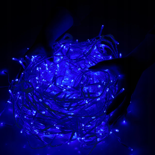 (DL) Ghirlanda luminoasa tip perdea 200 LED-uri, 8m, pentru interior/exterior, iluminare albastra