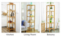 SONGMICS Raft de depozitare din bambus, 5 polite, pentru bucatarie sau baie, 146x33x33cm, maro natural