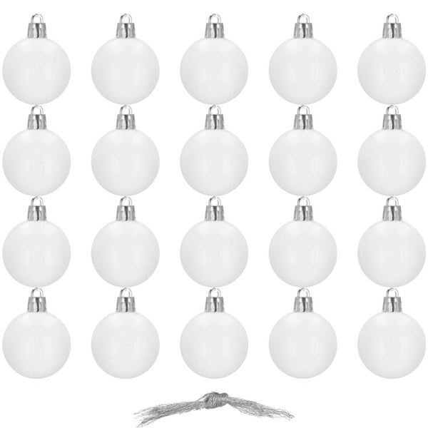 Set globuri de Craciun, 20 bucati, 3 modele, 4cm, alb