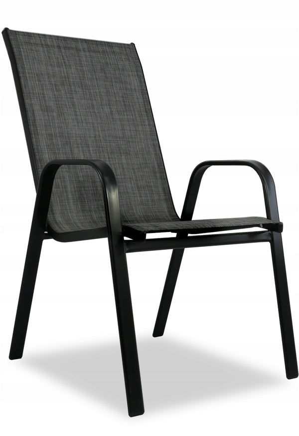 Set 2 scaune de gradina cu cadru metalic, stivuibile, 55x72x96cm, negru
