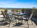 Set 2 scaune de gradina cu cadru metalic, stivuibile, 55x72x96cm, gri