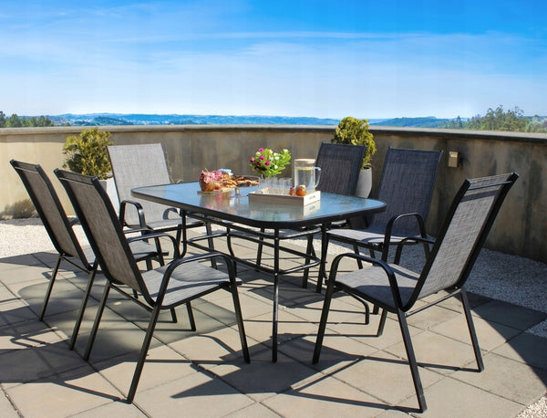 Set 2 scaune de gradina cu cadru metalic, stivuibile, 55x72x96cm, gri