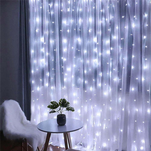 Ghirlanda luminoasa tip perdea 300 LED-uri, 3x3m, pentru interior, alimentare USB, alb rece
