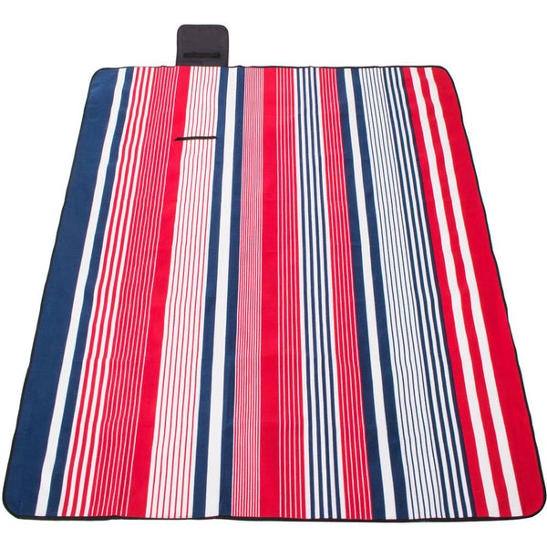 Patura pentru picnic sau plaja, cu folie izolatoare si maner, 200x200cm, albastru rosu