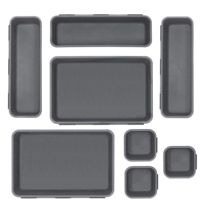 Organizator sertar bucatarie, 8 piese, gri