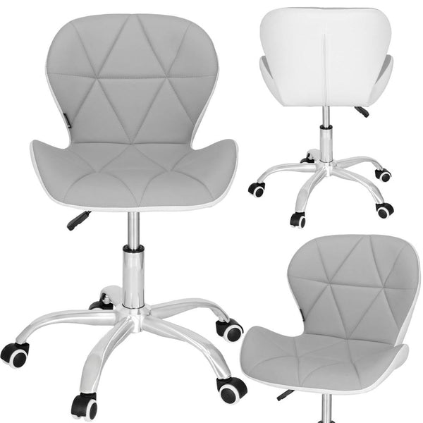 Scaun de birou ergonomic, tapitat cu piele ecologica, 120kg, alb gri