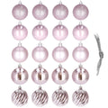 Set globuri de Craciun, 20 bucati, 5 modele, 6cm, roz