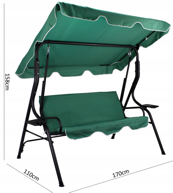 Leagan balansoar gradina Sersimo Modena, 3 locuri, 220kg, verde