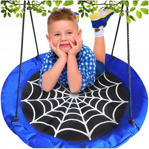 Leagan tip cuib Spider, 100cm, inaltime reglabila, 150 kg, Albastru Negru