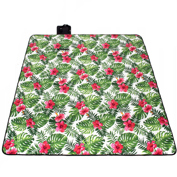 Patura pentru picnic sau plaja, cu folie izolatoare si maner, 200x200cm, floral