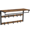 VASAGLE Cuier de perete cu raft de depozitare, 10 carlige, 30x80x42 cm, maro rustic