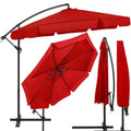 Umbrela de gradina cu brat lateral banana, cu husa, 300cm, rosu