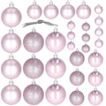 Set globuri de Craciun, 30 bucati, 3 modele, 4/5/6cm, roz