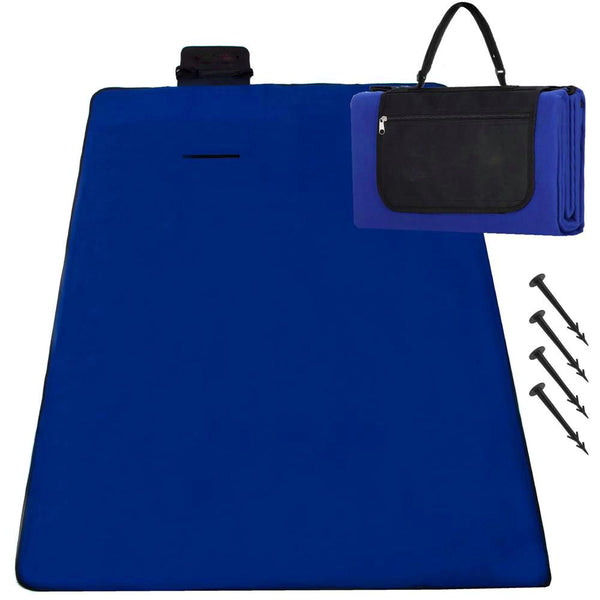 Patura pentru picnic sau plaja, cu folie izolatoare si maner, 150x200cm, albastru cobalt
