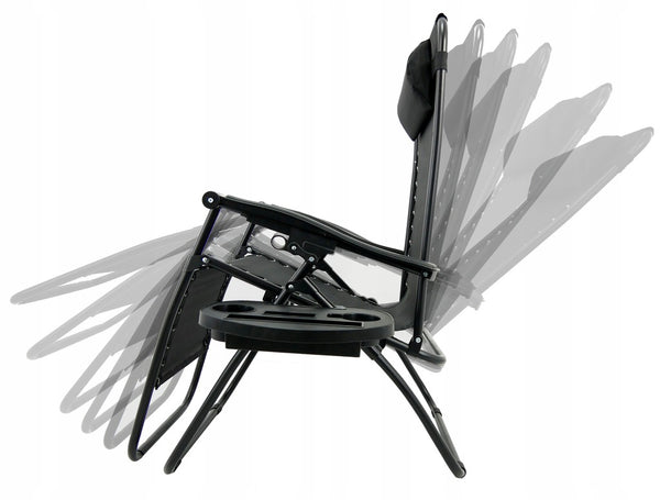Sezlong pliabil cu parasolar SERSIMO, 85x77x150cm, Negru